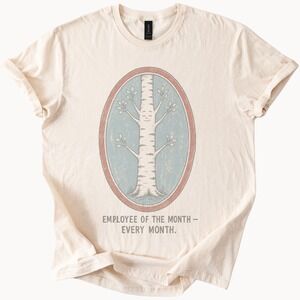 Employee of the Month Tree Face Graphic Tee Vintage Line Art